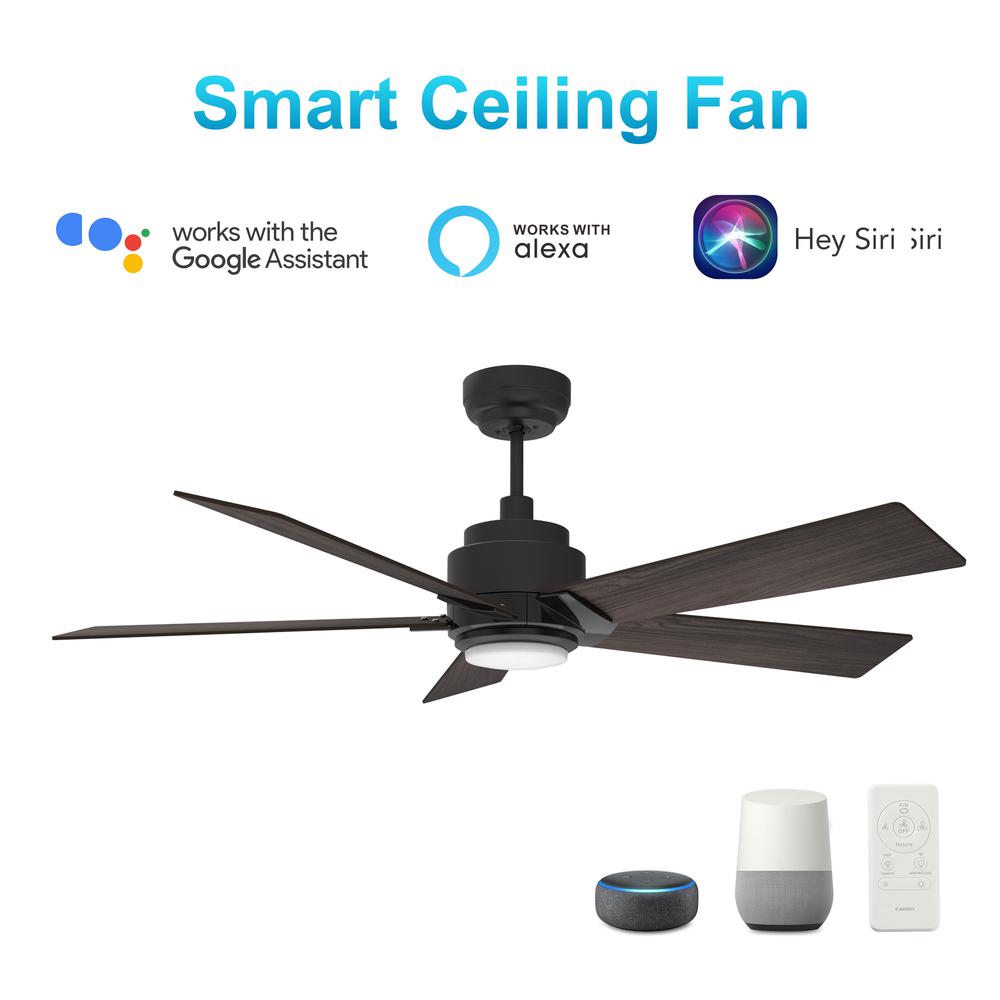 Ascender 52-inch Smart Ceiling Fan with Remote, Light Kit Included, Black. Picture 1