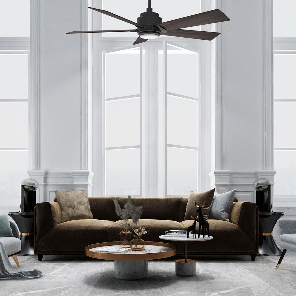 Ascender 52-inch Smart Ceiling Fan with Remote, Light Kit Included, Black. Picture 2