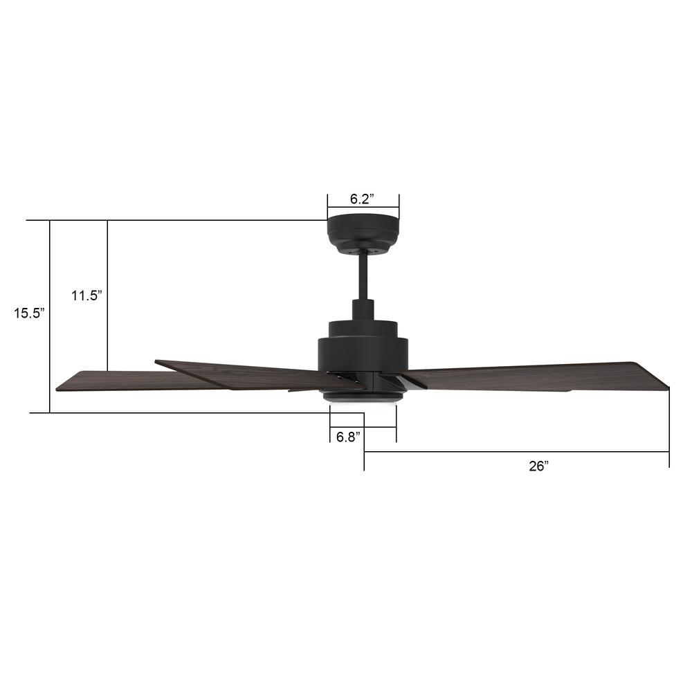 Ascender 52-inch Smart Ceiling Fan with Remote, Light Kit Included, Black. Picture 5