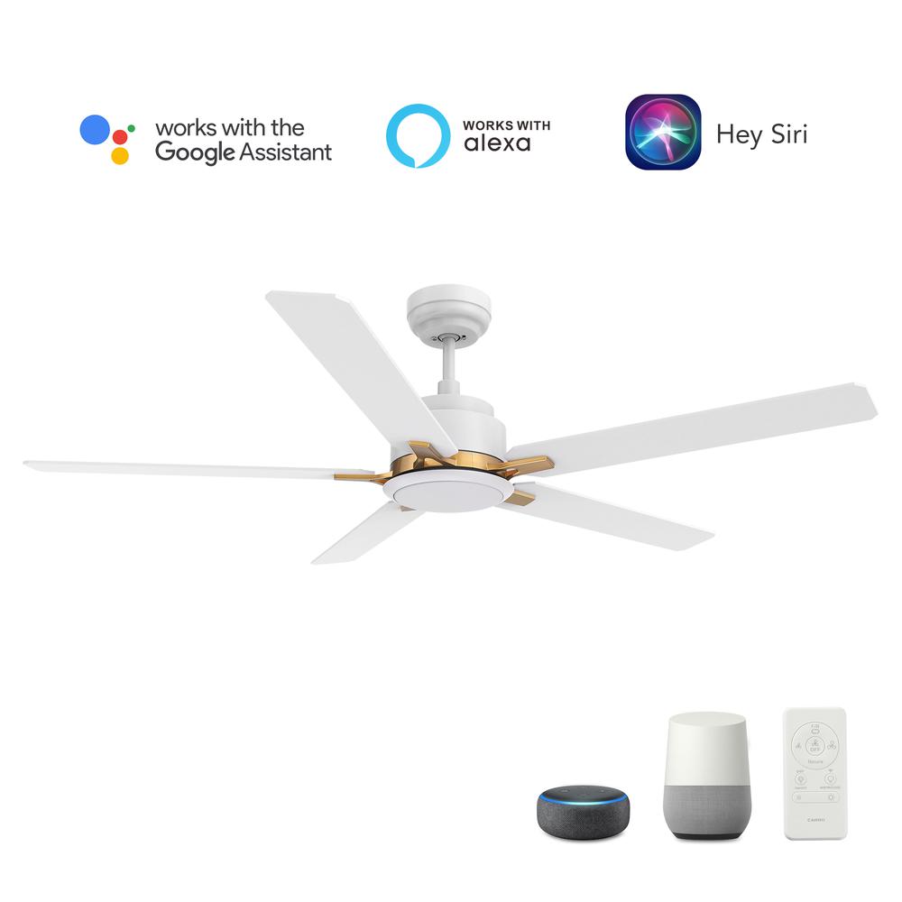 Espear 52'' Smart Ceiling Fan with Remote, Light Kit Included White Finish. Picture 1