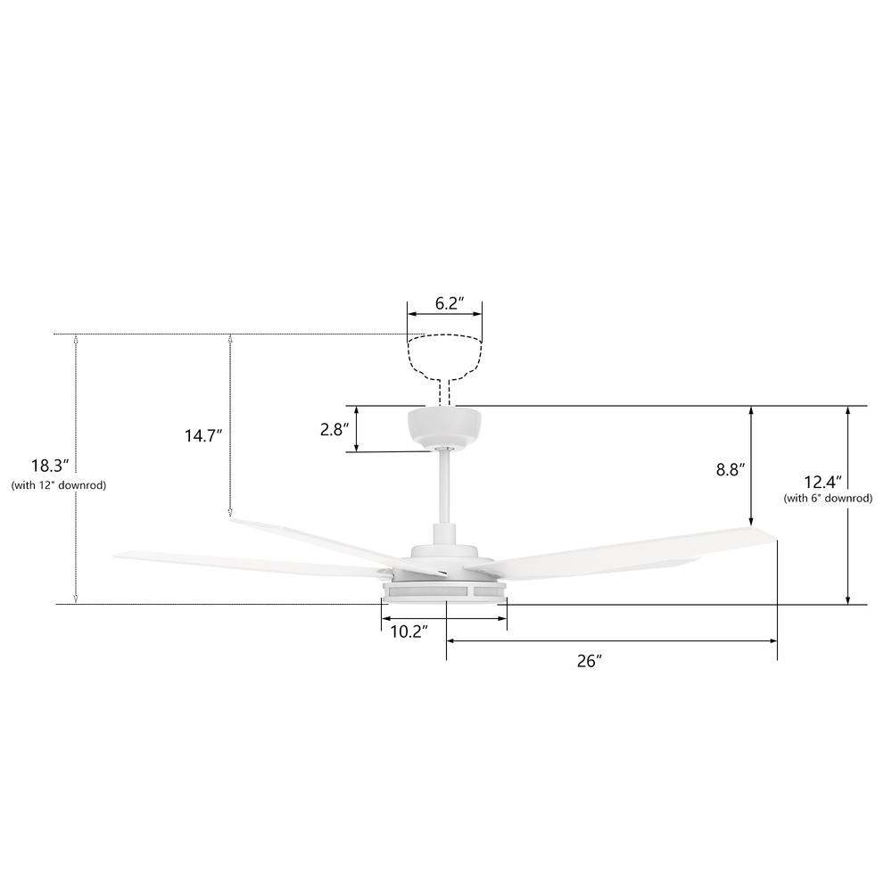 Elira 52-inch Indoor/Outdoor Smart Ceiling Fan White Finish. Picture 6