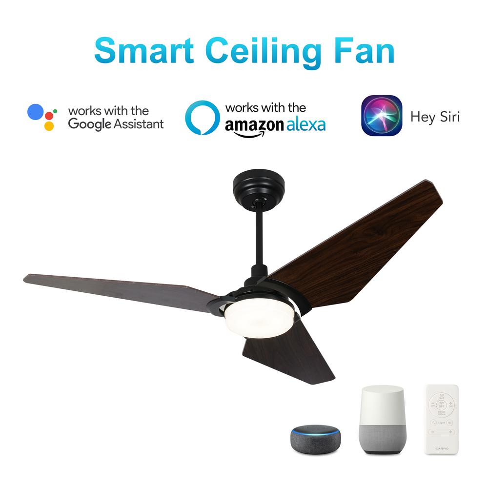 Kaj 56-inch Indoor/Outdoor Smart Ceiling Fan, Black Finish. Picture 2