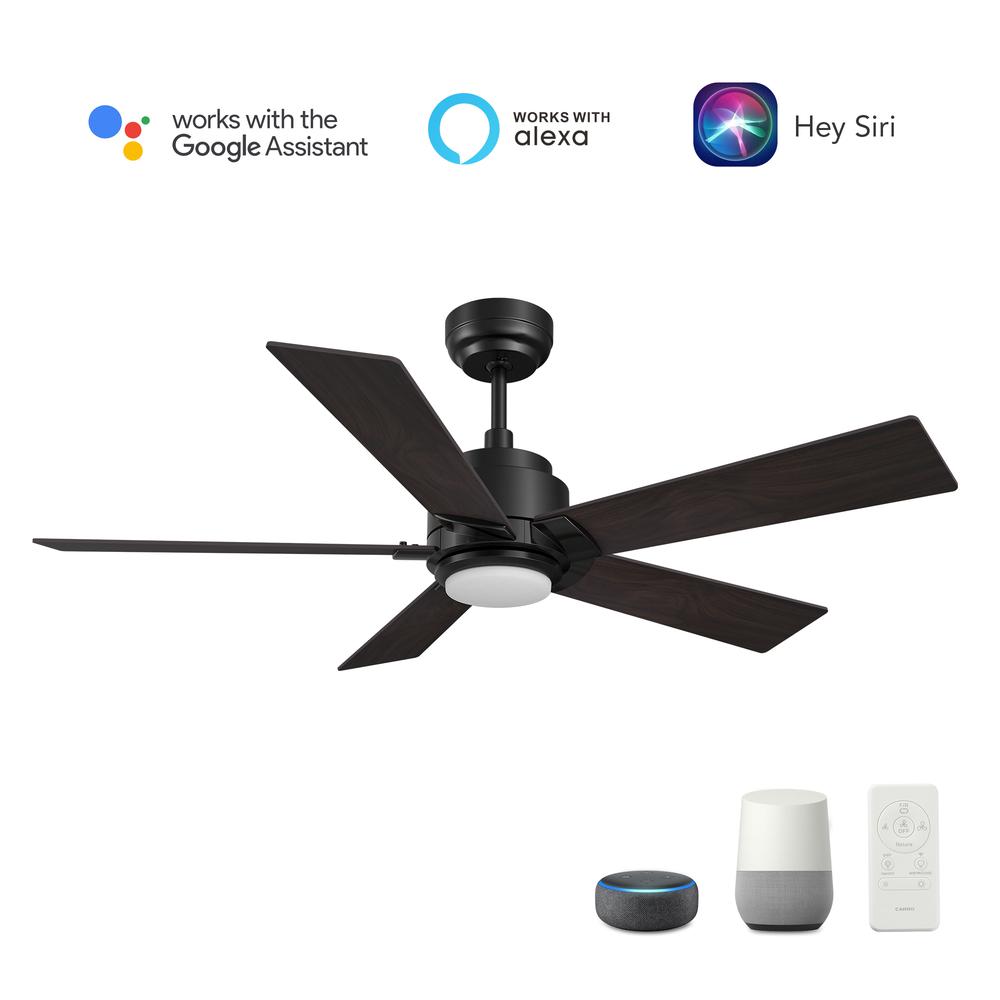 Ascender 56-inch Smart Ceiling Fan with Remote, Light Kit Included, Black Finish. Picture 1