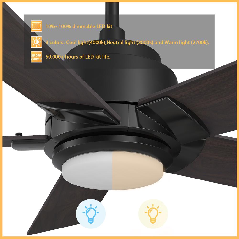 Ascender 56-inch Smart Ceiling Fan with Remote, Light Kit Included, Black Finish. Picture 6
