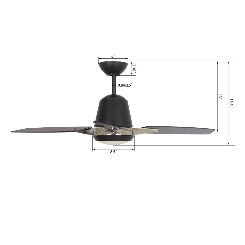 Eunoia 52-inch Smart Ceiling Fan with wall control, Light Kit Included Black Finish. Picture 6