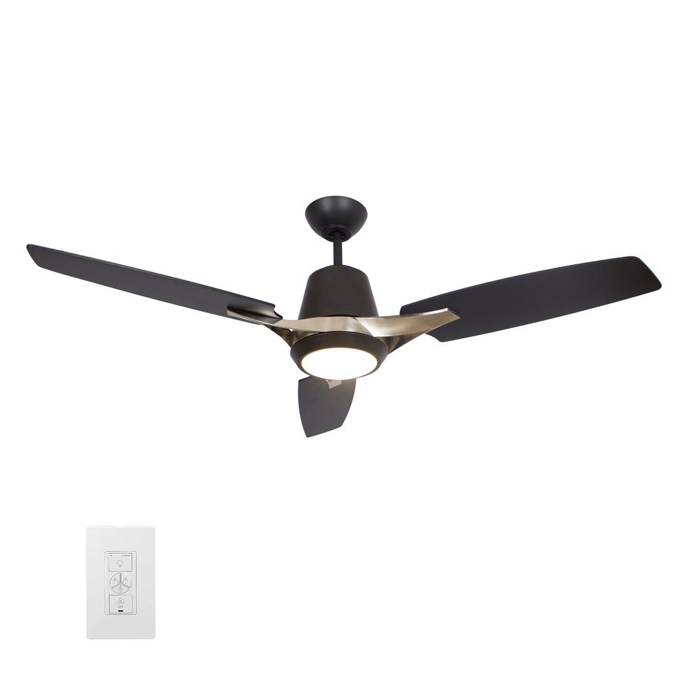 Eunoia 52-inch Smart Ceiling Fan with wall control, Light Kit Included Black Finish. Picture 7