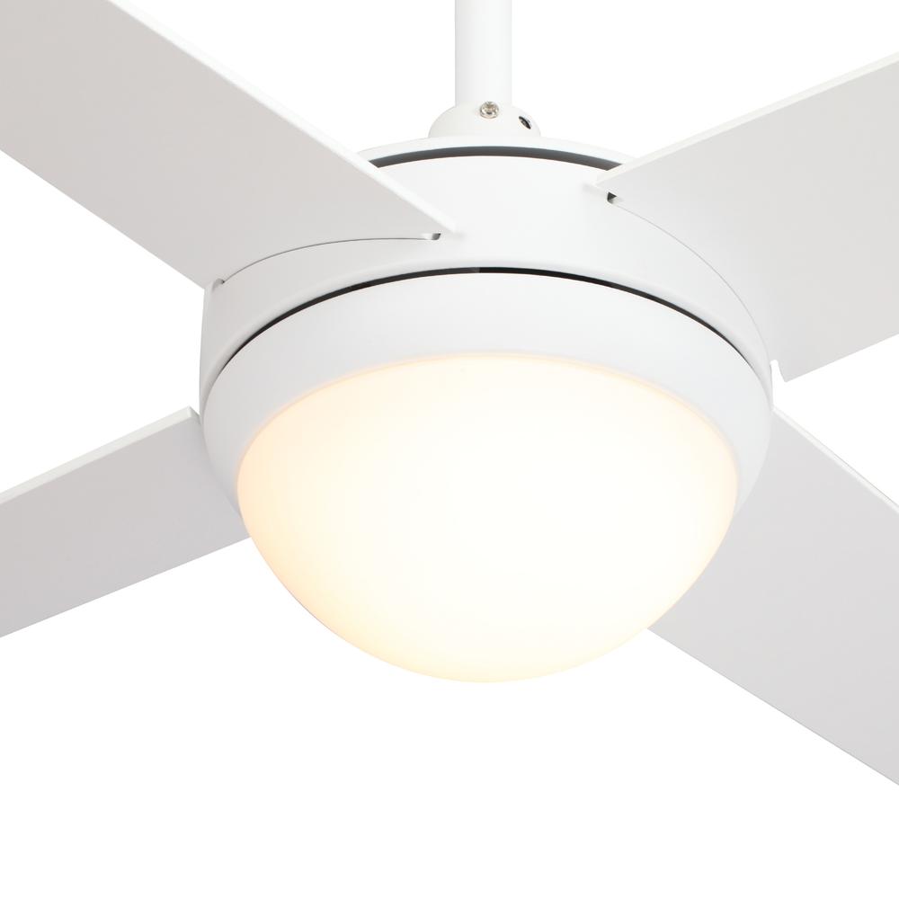 Neva 52-inch Smart Ceiling Fan with wall control, Light Kit Included White Finish. Picture 4