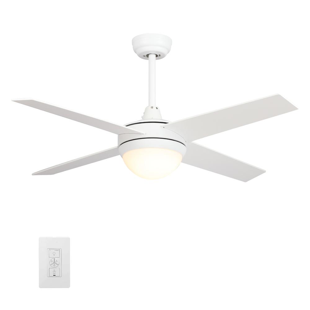 Neva 52-inch Smart Ceiling Fan with wall control, Light Kit Included White Finish. Picture 7