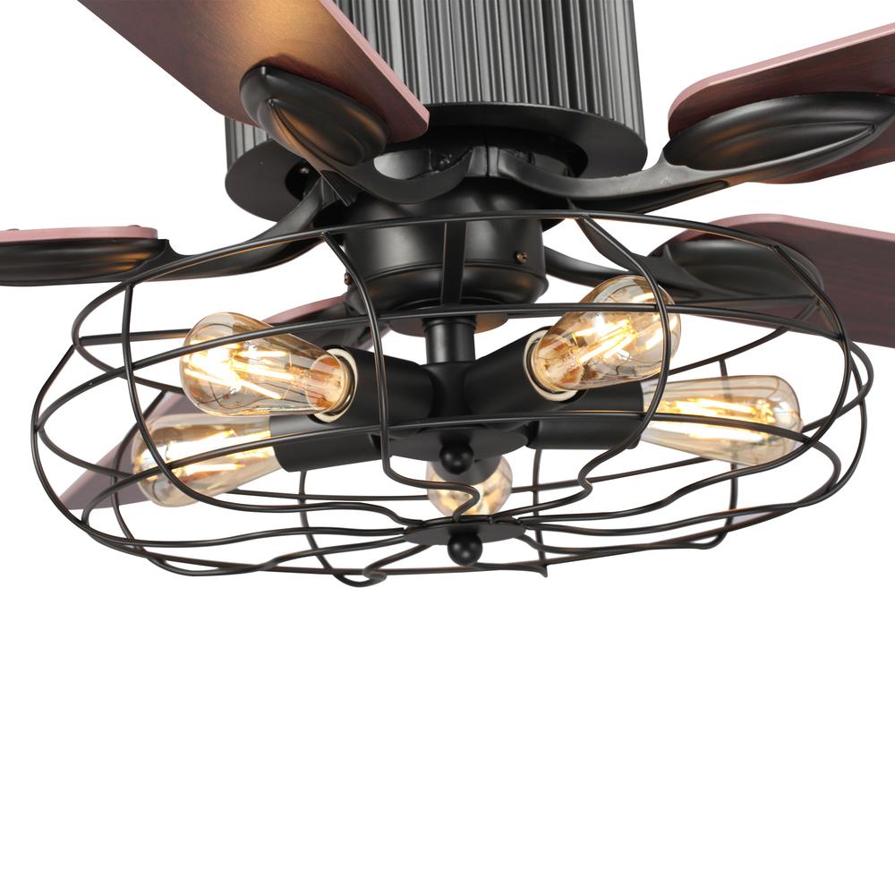 Helston 52-inch Indoor Smart Ceiling Fan with Light Kit & Wall Control Black. Picture 2