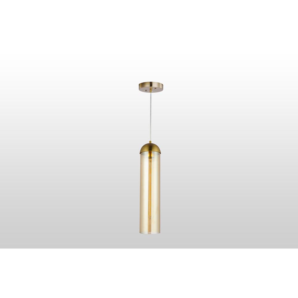 CARRO HOME Gidra Cylinder Glass Pendant Light – Brilliant Amber. Picture 1
