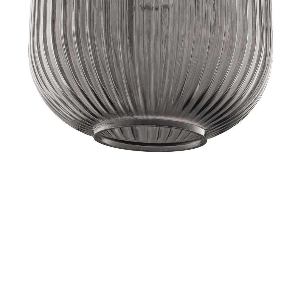 CARRO HOME Circulus Smoky Gray Ribbed Glass Pendant Light. Picture 6