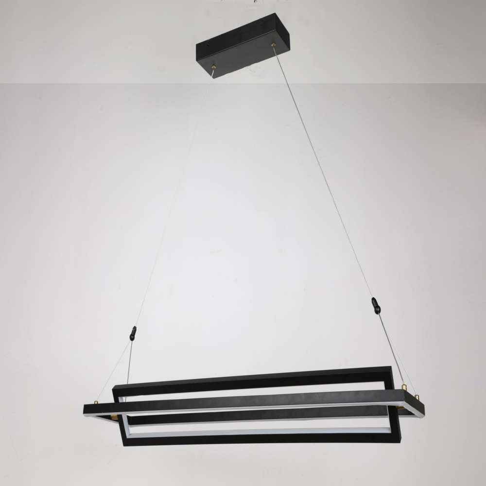 CARRO HOME Contemporary America Vintage New Design Cafe Industrial Style Indoor Rectangle Modern LED Pendant Light-Matte Black. Picture 2