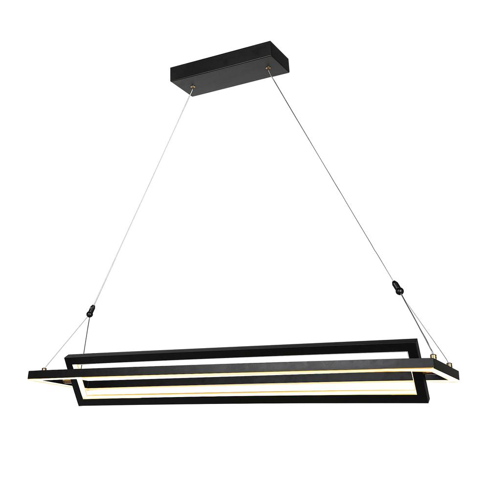 CARRO HOME Contemporary America Vintage New Design Cafe Industrial Style Indoor Rectangle Modern LED Pendant Light-Matte Black. Picture 3