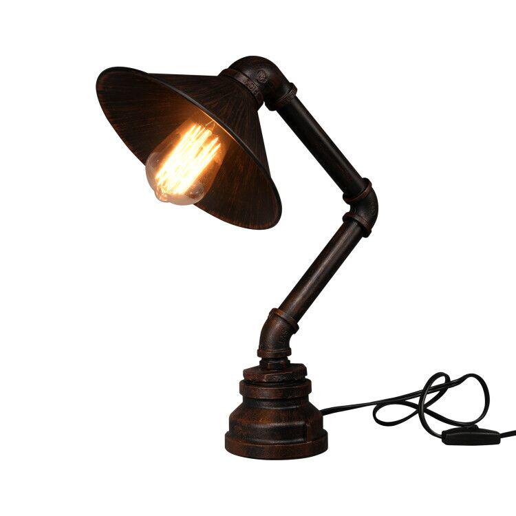 Lyumina 15" Industrial table lamp for Boys Steampunk Lamp Cool and Cute iron water pipe desk lamp for Office,Bedroom,Living Room Copper. Picture 1