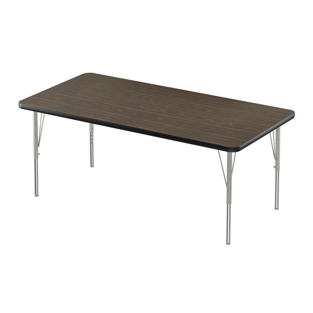 Commercial Laminate Top Activity Tables, 30x48" RECTANGULAR WALNUT, SILVER MIST. Picture 1