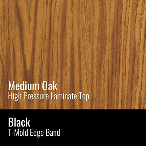 Deluxe High-Pressure Top Activity Tables 48x48", CLOVER MEDIUM OAK BLACK/CHROME. Picture 10