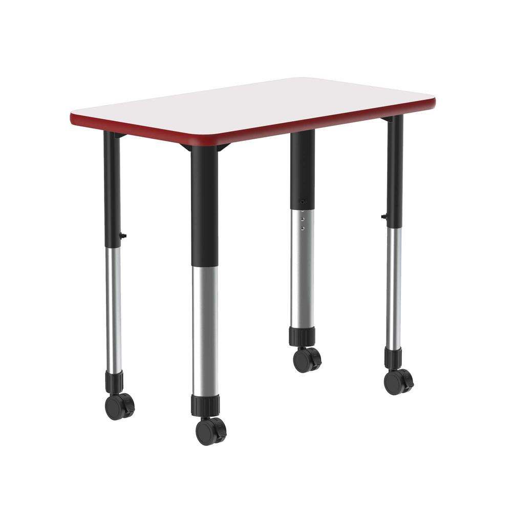 Markerboard-Dry Erase High Pressure Collaborative Desk with Casters, 34x20", RECTANGULAR FROSTY WHITE BLACK/CHROME. Picture 3