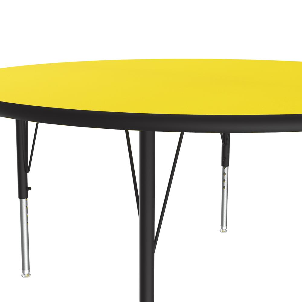Deluxe High-Pressure Top Activity Tables, 42x42" ROUND YELLOW  BLACK/CHROME. Picture 2