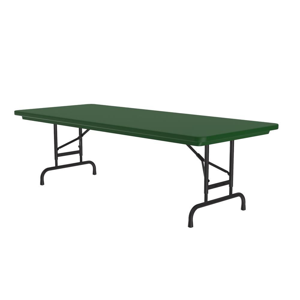 Adjustable Height Commercial Blow-Molded Plastic Folding Table 30x60" RECTANGULAR GREEN, BLACK. Picture 7