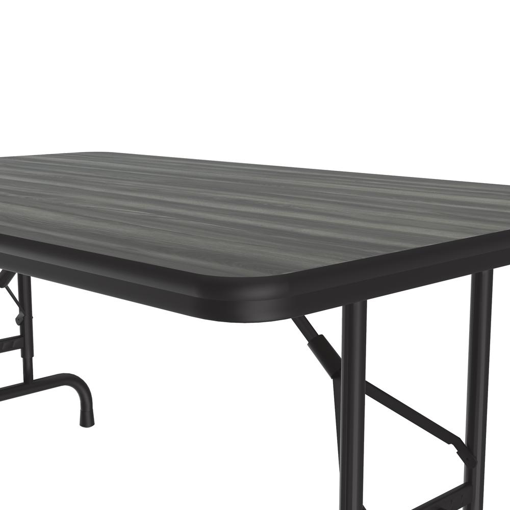 Adjustable Height High Pressure Top Folding Table 30x48" RECTANGULAR NEW ENGLAND DRIFTWOOD, BLACK. Picture 3