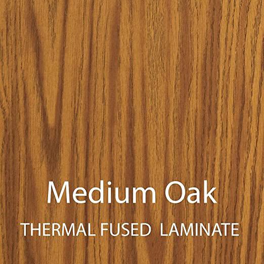 Adjustable Height Thermal Fused Laminate Top Folding Table 36x72", RECTANGULAR MEDIUM OAK  BROWN. Picture 6