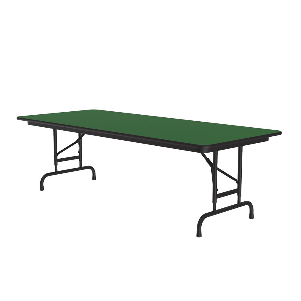 Adjustable Height High Pressure Top Folding Table 30x72", RECTANGULAR GREEN, BLACK. Picture 2