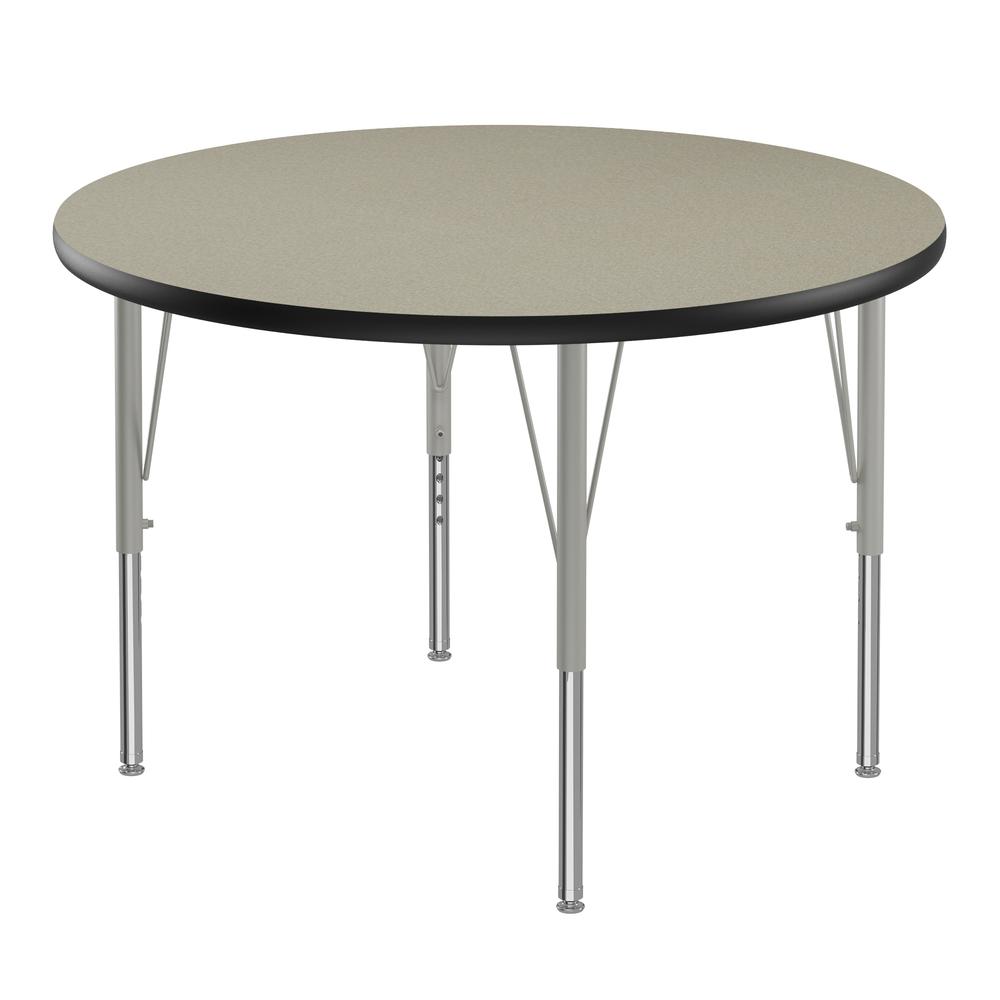 Deluxe High-Pressure Top Activity Tables, 42x42", ROUND, SAVANNAH SAND SILVER MIST. Picture 1