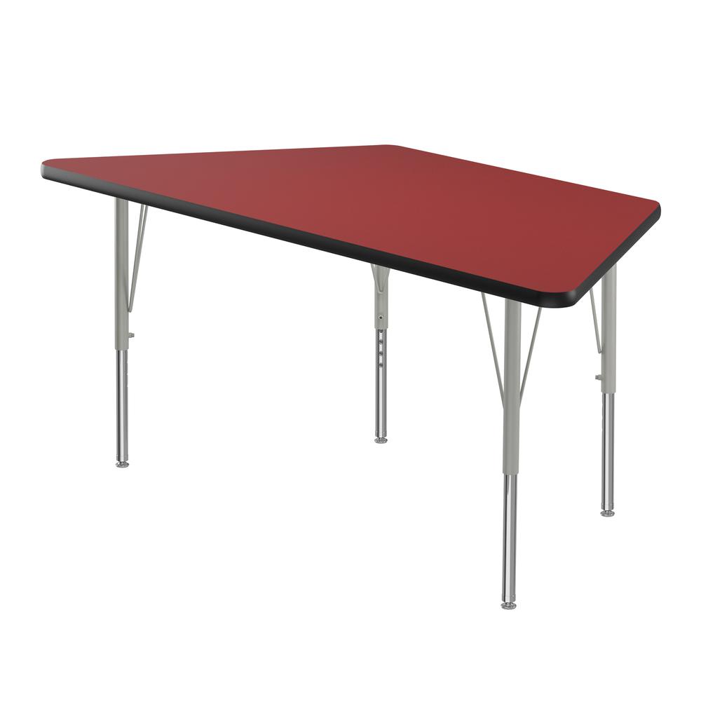 Deluxe High-Pressure Top Activity Tables 30x60" TRAPEZOID, RED SILVER MIST. Picture 4