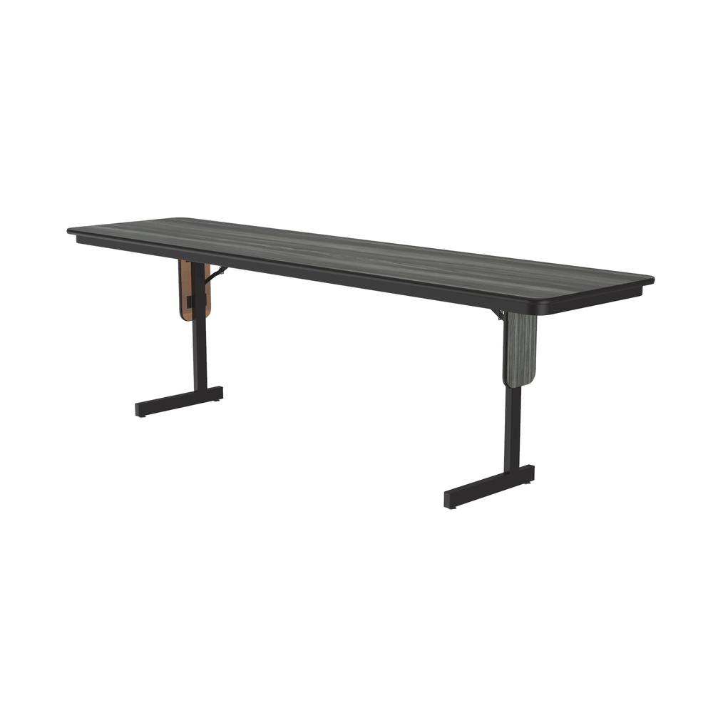 Deluxe High-Pressure Folding Seminar Table with Panel Leg 24x96" RECTANGULAR, NEW ENGLAND DRIFTWOOD BLACK. Picture 2
