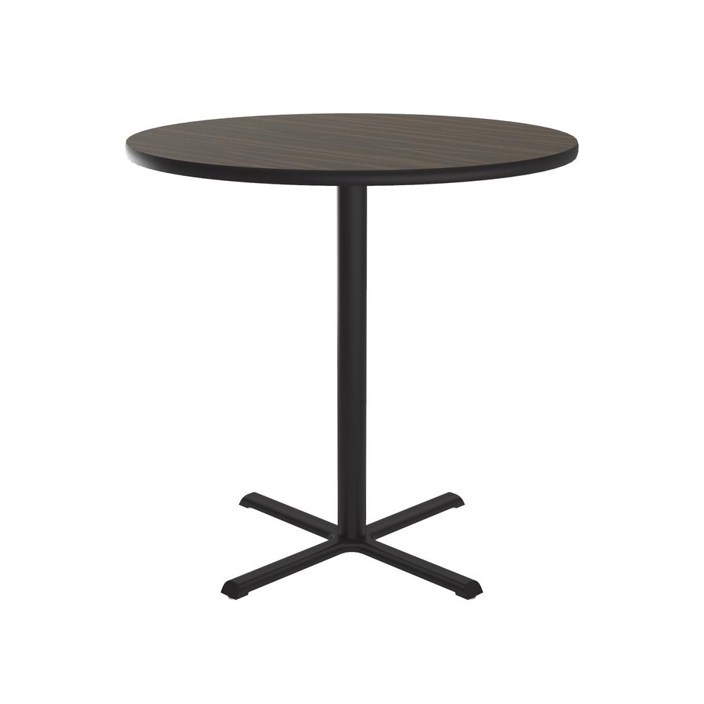 Bar Stool/Standing Height Deluxe High-Pressure Café and Breakroom Table 42x42", ROUND WALNUT, BLACK. Picture 1