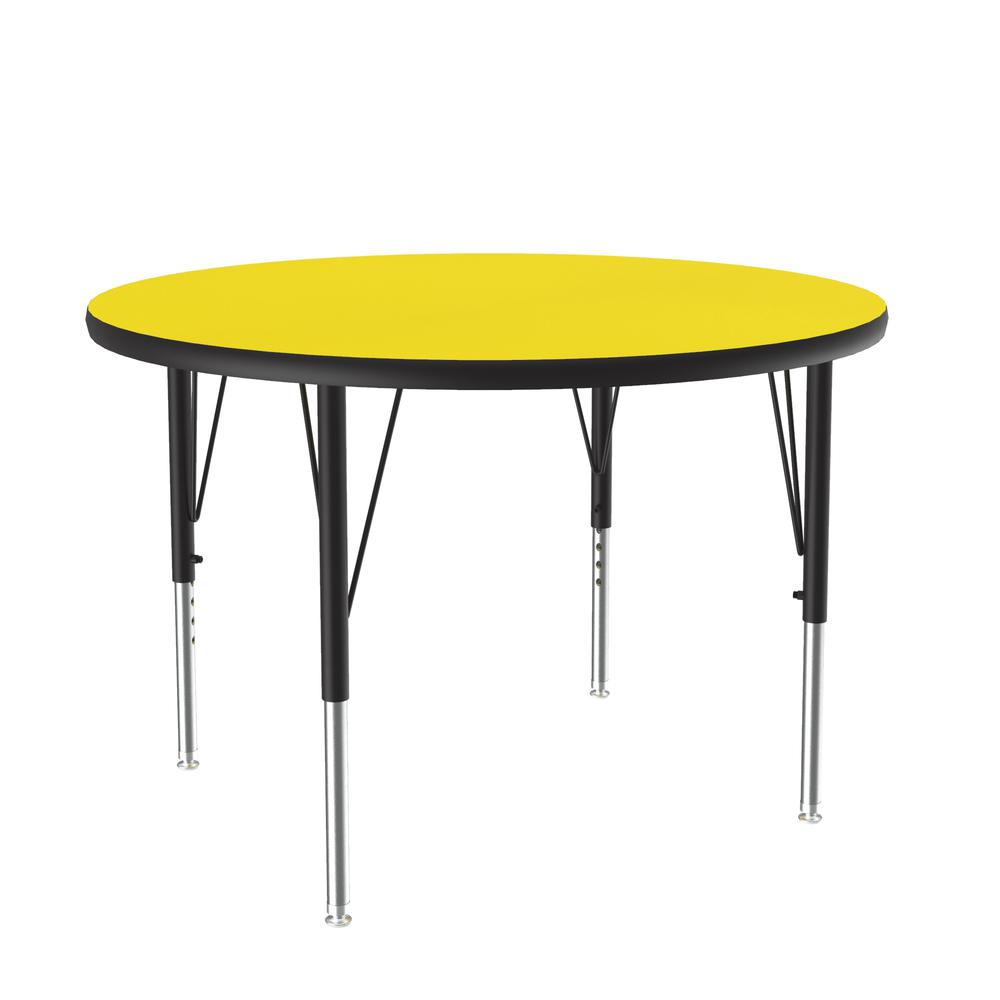 Deluxe High-Pressure Top Activity Tables 36x36", ROUND YELLOW , BLACK/CHROME. Picture 1