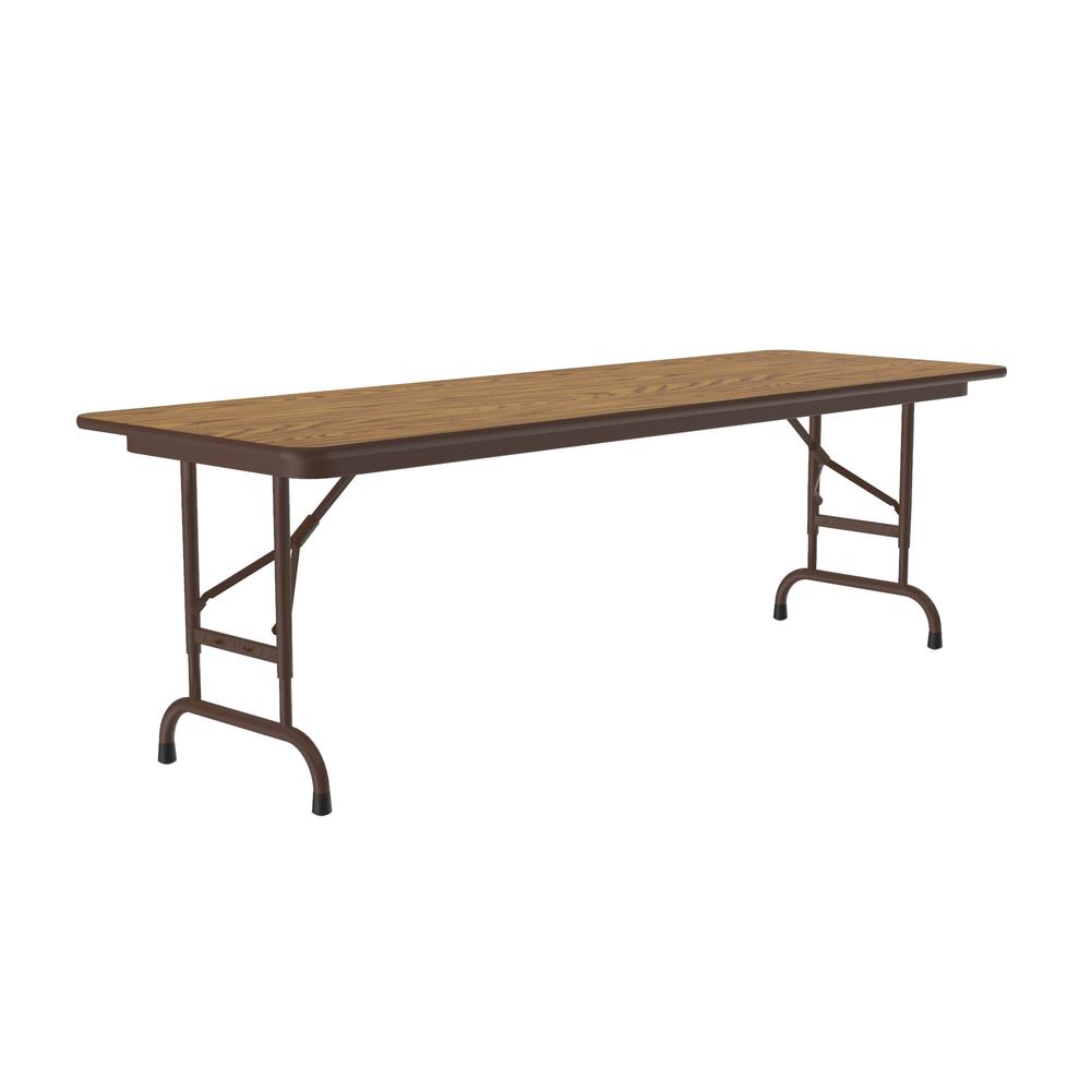 Adjustable Height High Pressure Top Folding Table 24x72", RECTANGULAR, MED OAK BROWN. Picture 3