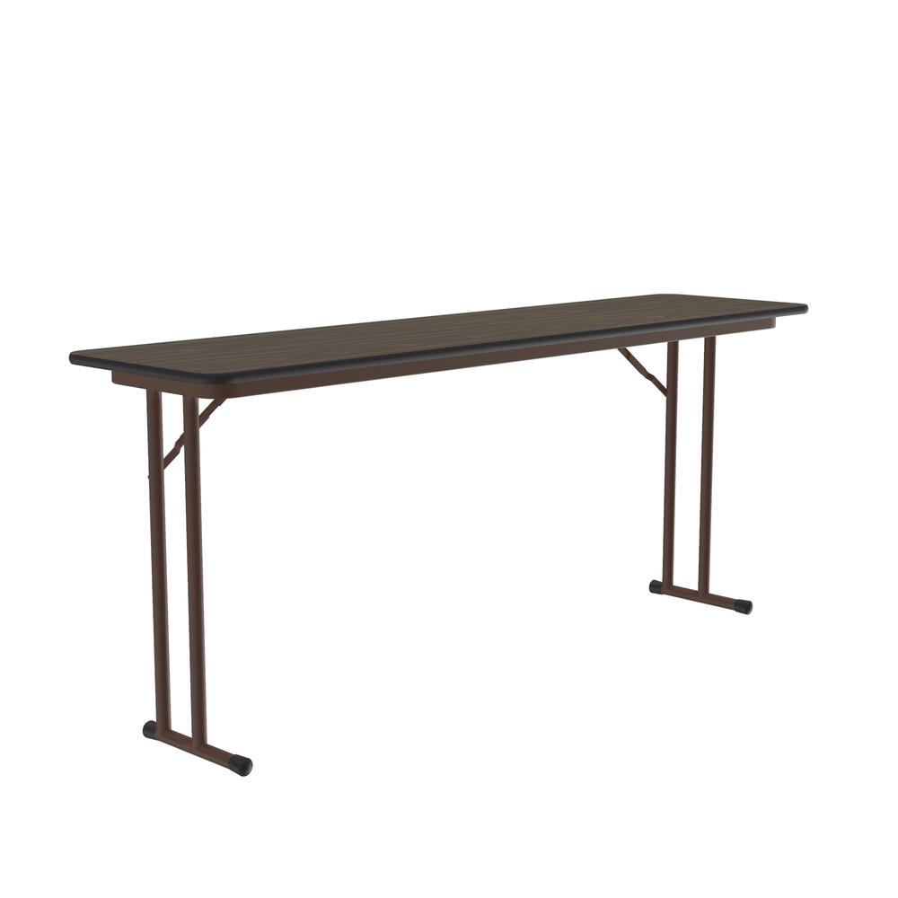 Deluxe High-Pressure Folding Seminar Table with Off-Set Leg 18x96" RECTANGULAR, WALNUT BROWN. Picture 7