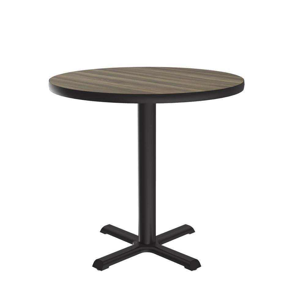 Table Height Deluxe High-Pressure Café and Breakroom Table, 42x42", ROUND, COLONIAL HICKORY, BLACK. Picture 1