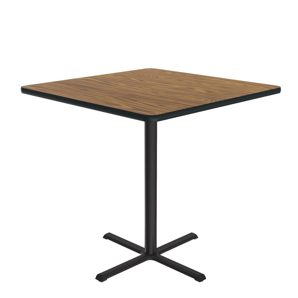 Bar Stool/Standing Height Deluxe High-Pressure Café and Breakroom Table, 36x36", SQUARE MEDIUM OAK BLACK. Picture 1