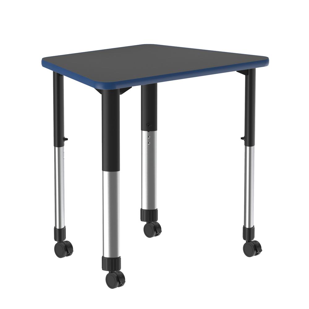 Commercial Lamiante Top Collaborative Desk with Casters, 33x23" TRAPEZOID BLACK GRANITE BLACK/CHROME. Picture 1