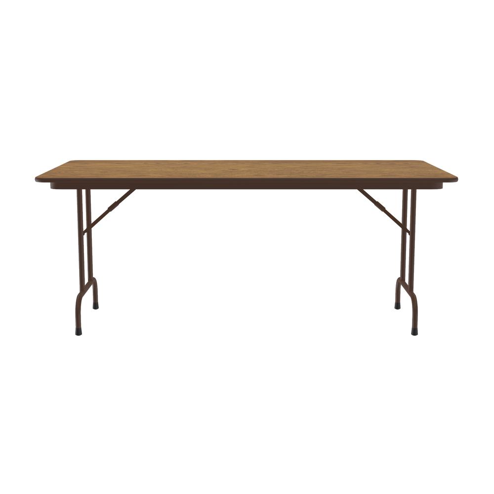 Deluxe High Pressure Top Folding Table, 36x96", RECTANGULAR, MED OAK BROWN. Picture 5