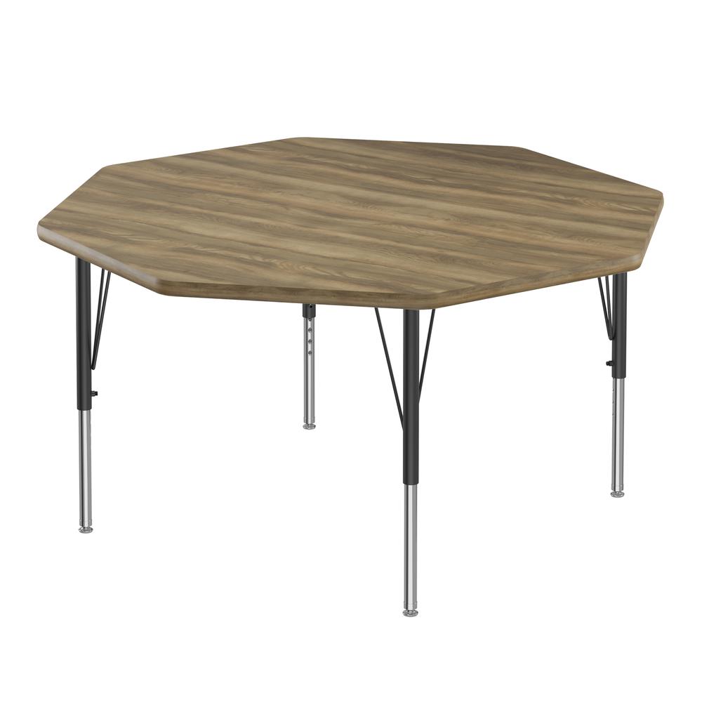Deluxe High-Pressure Top Activity Tables, 48x48", OCTAGONAL COLONIAL HICKORY BLACK/CHROME. Picture 2