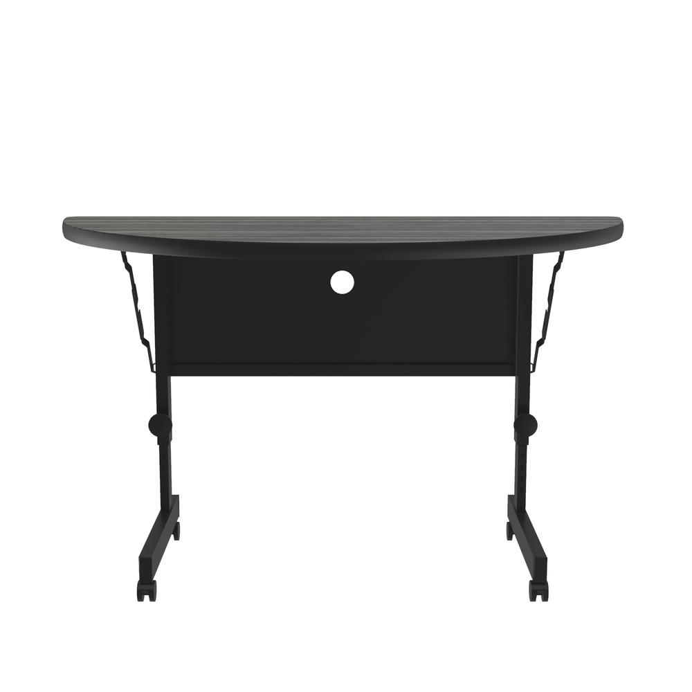 Deluxe High Pressure Top Flip Top Table, 24x48", RECTANGULAR, NEW ENGLAND DRIFTWOOD, BLACK. Picture 4