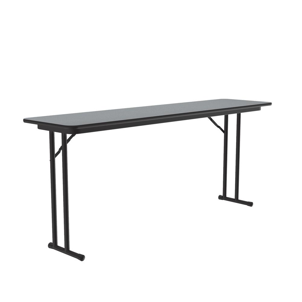 Commercial Laminate Folding Seminar Table with Off-Set Leg, 18x96", RECTANGULAR, GRAY GRANITE, BLACK. Picture 2