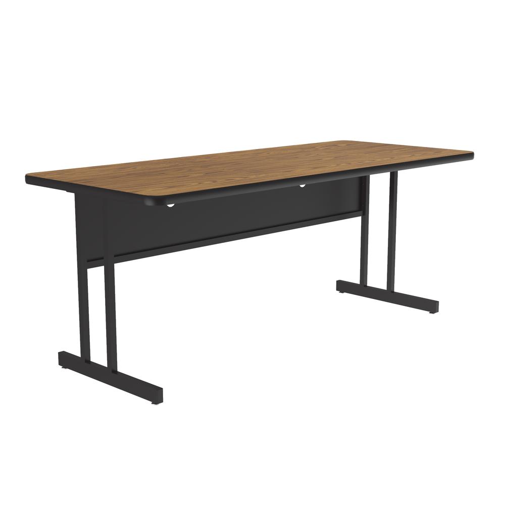 Desk Height  Deluxe HIgh-Pressure Top Computer/Student Desks , 30x72", RECTANGULAR, MEDIUM OAK, BLACK. Picture 1