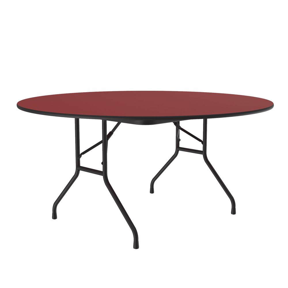 Deluxe High Pressure Top Folding Table, 60x60", ROUND, RED BLACK. Picture 5