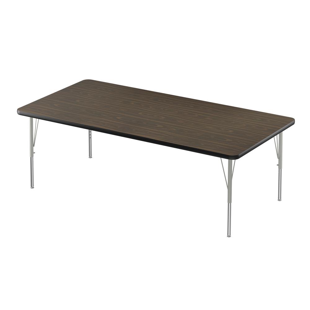Deluxe High-Pressure Top Activity Tables, 36x60", RECTANGULAR, WALNUT, SILVER MIST. Picture 1