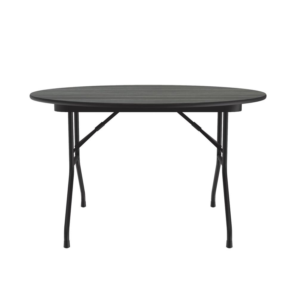 Deluxe High Pressure Top Folding Table, 48x48", ROUND, NEW ENGLAND DRIFTWOOD BLACK. Picture 5