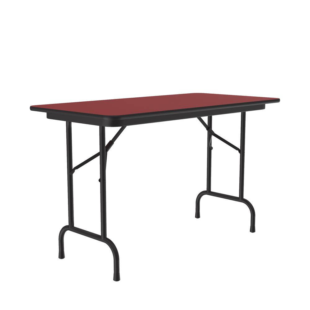 Deluxe High Pressure Top Folding Table, 24x48", RECTANGULAR, RED, BLACK. Picture 5