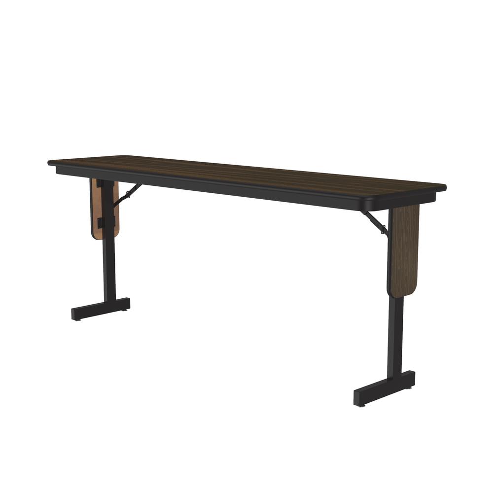 Commercial Laminate Folding Seminar Table with Panel Leg, 18x72" RECTANGULAR WALNUT, BLACK. Picture 2
