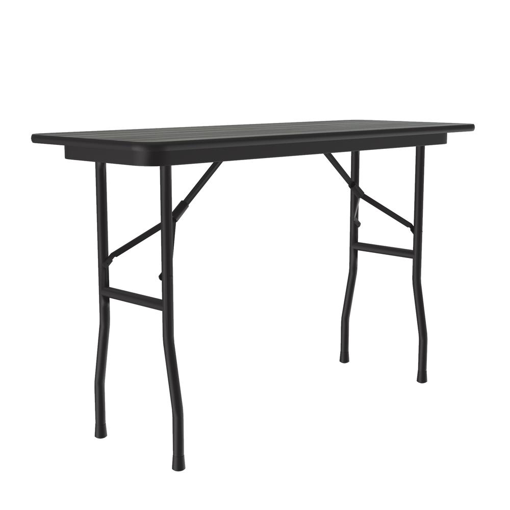 Deluxe High Pressure Top Folding Table 18x48" RECTANGULAR, NEW ENGLAND DRIFTWOOD, BLACK. Picture 4