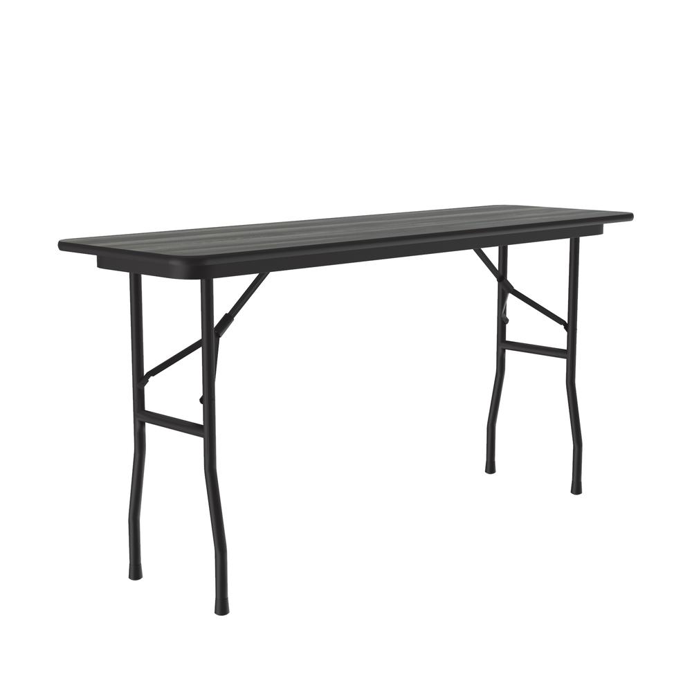Deluxe High Pressure Top Folding Table 18x72", RECTANGULAR, NEW ENGLAND DRIFTWOOD, BLACK. Picture 2