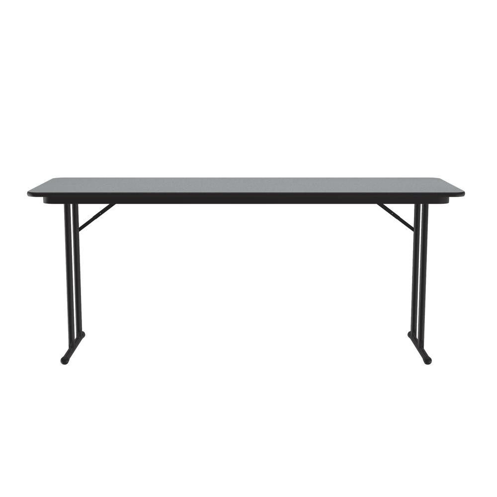 Commercial Laminate Folding Seminar Table with Off-Set Leg 24x96", RECTANGULAR GRAY GRANITE, BLACK. Picture 1