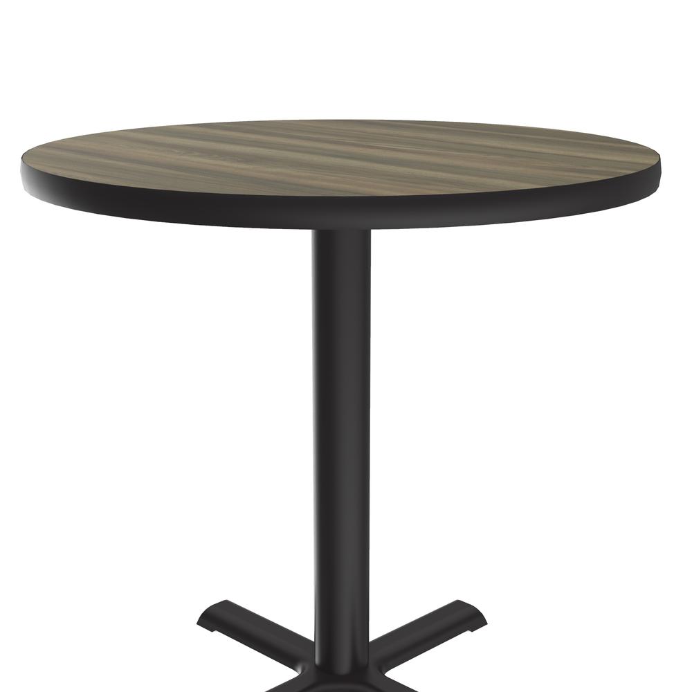 Table Height Deluxe High-Pressure Café and Breakroom Table 36x36", ROUND, COLONIAL HICKORY, BLACK. Picture 9